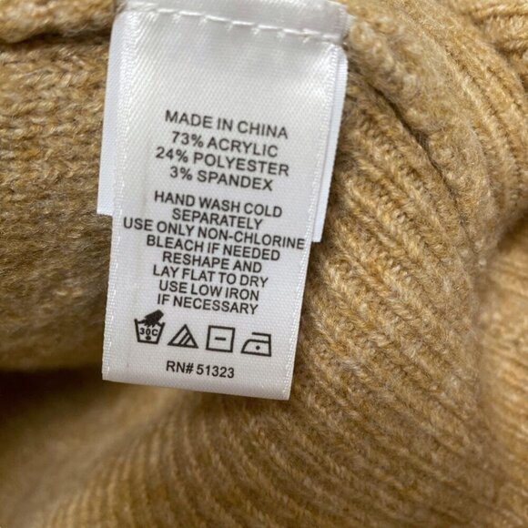 1.STATE Womens Sweater Size XXL Camel Tan Pullover Puff Sleeve Aran Knit - Picture 7 of 7